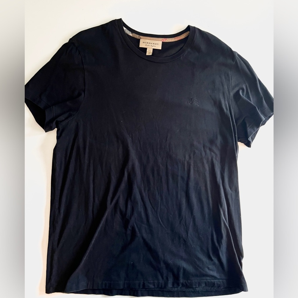 Burberry Men's Black Short Sleeve Tee with embroidered logo